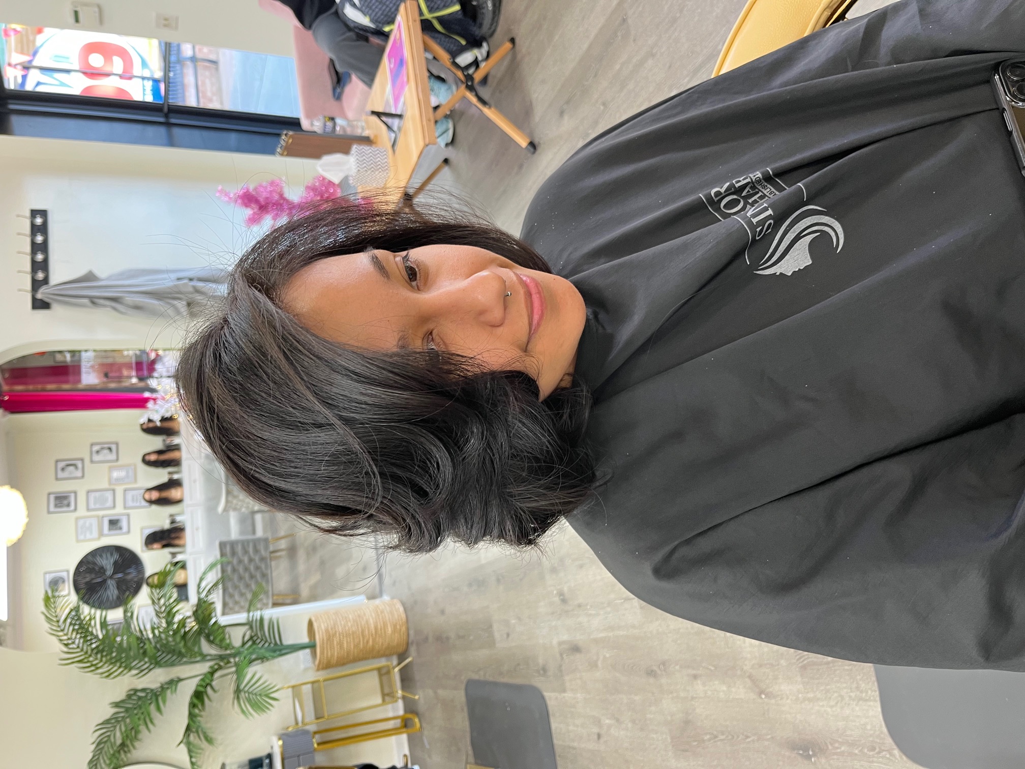 Natural hair silk press results — smooth, shiny, frizz-free at Sinkor Beauty Salon Middletown DE