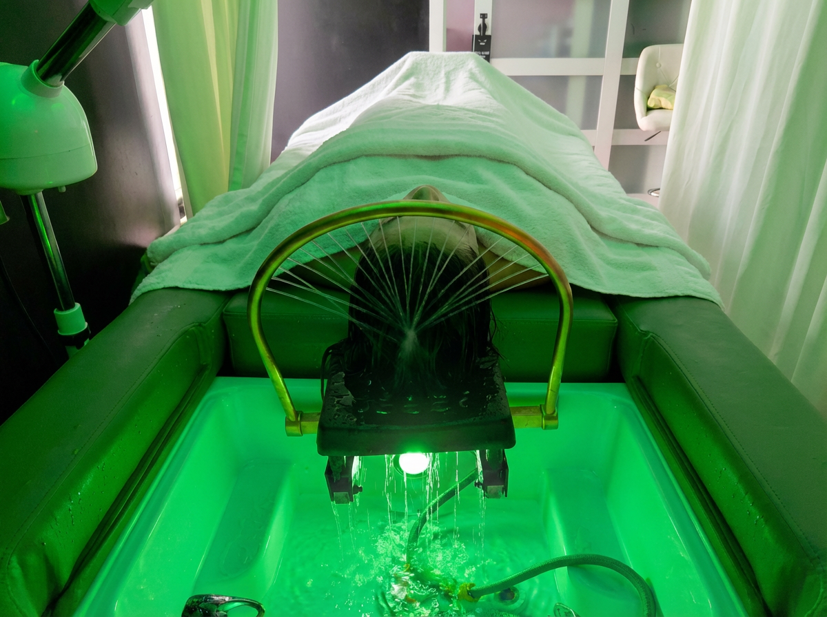Green light scalp hydrotherapy treatment - steam scalp treatment near me at Japanese head spa Delaware